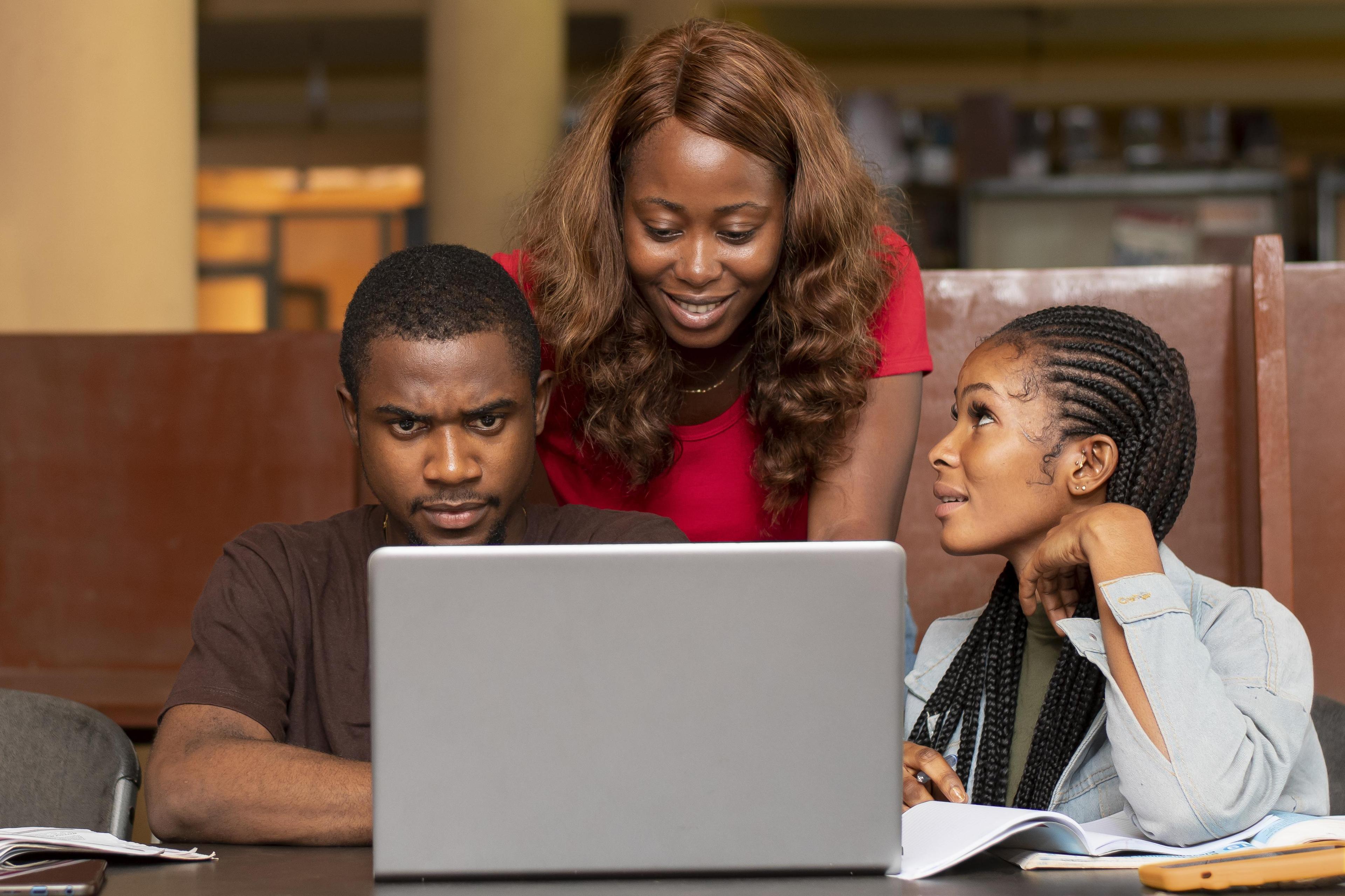 Happy students learning